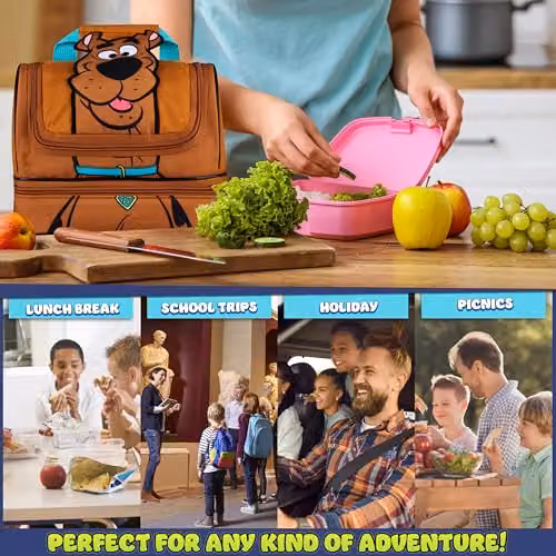 Get Trend Scooby Doo Kids Insulated Lunch Bag with Dual Compartments in Brown – 2