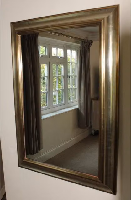 Benjamin Tate Design LTD Modern Rectangular Wood Framed Wall Mounted Accent Mirror in Silver, W/D/H: 51 x 51 x 1 cm