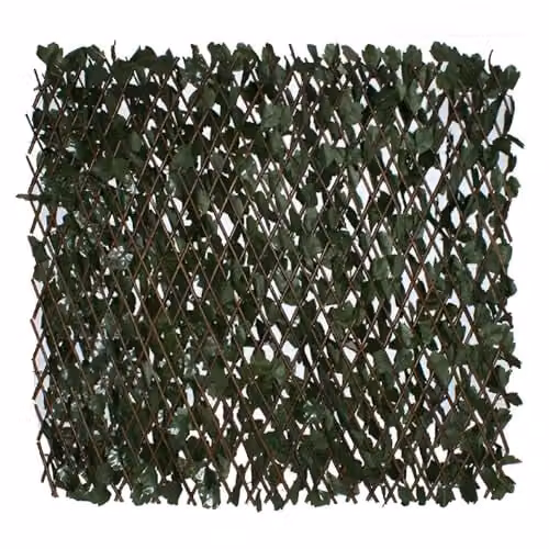 Primrose Artificial English Ivy Extendable Trellis Hedge Screening, Green and Brown, W: 2.0 m, H: 1.0 m