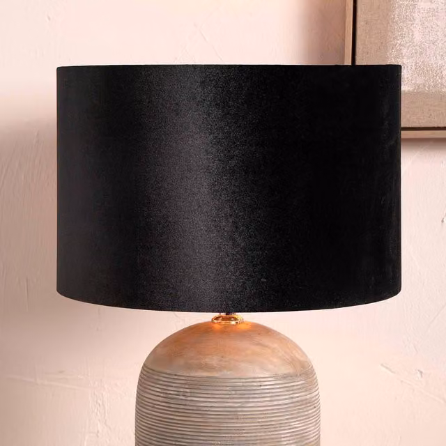 Ruma Black Velvet Cylinder Floor Lamp Shade, Diameter: 40.64 cm – 1