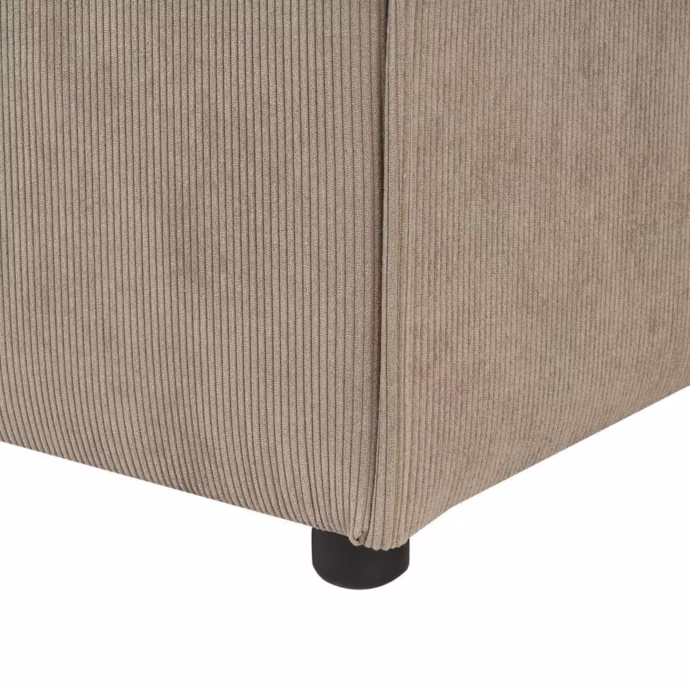 Wyld and Coco Modular Ottoman in Light Brown Corduroy with Black Legs – 3