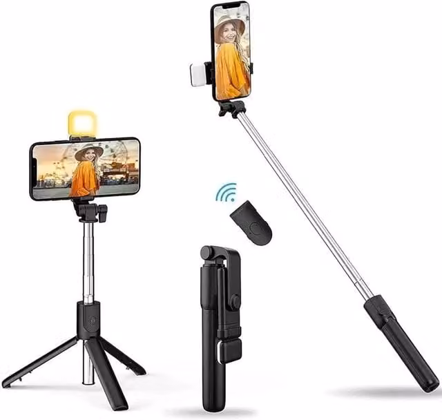 Nordara Universal Foldable Bluetooth Selfie Stick Tripod, Black – 1
