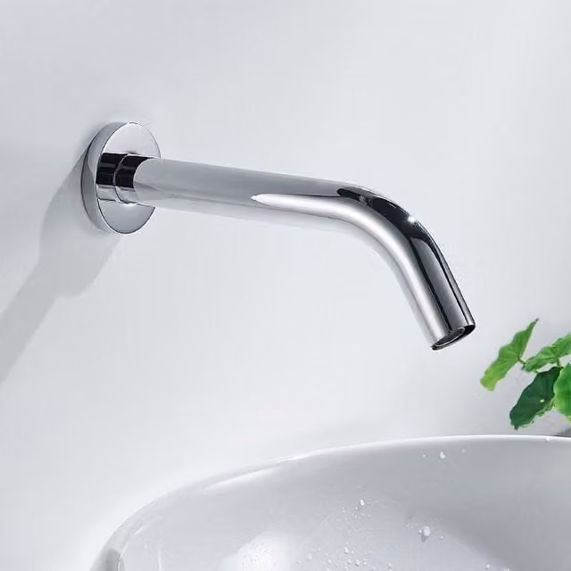 Nes Home Vida Automatic Wall Mounted Infrared Sensor Basin Tap in Silver Chrome