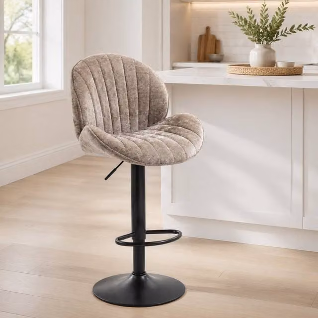 STILVORA Set of 2 Modern Taupe Bar Stools with Swivel Seats