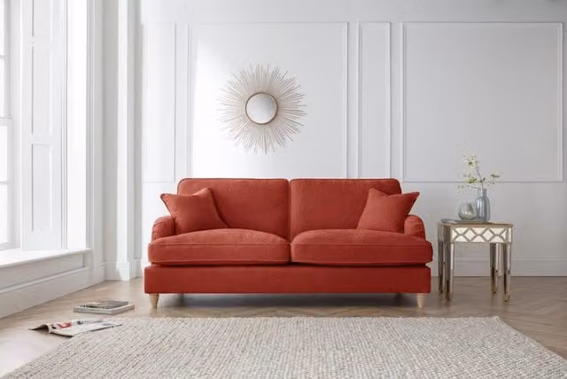 The Great Sofa Company Orla 3 Seater Fabric Sofa in Manhattan Navy and Terracotta – 1