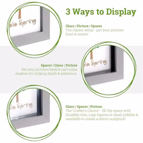 Nicola Spring Modern Square 3D Shadow Box Photo Frame, Black, W/D/H: 25.4 x 25.4 x 25.4 cm – 3