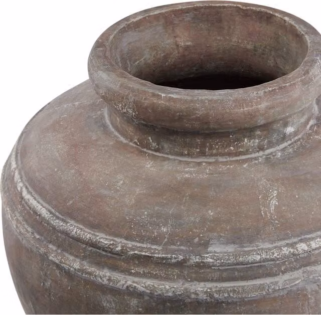 KDMK Siena Large Rustic Ceramic Water Pot for Floral Arrangements, Brown