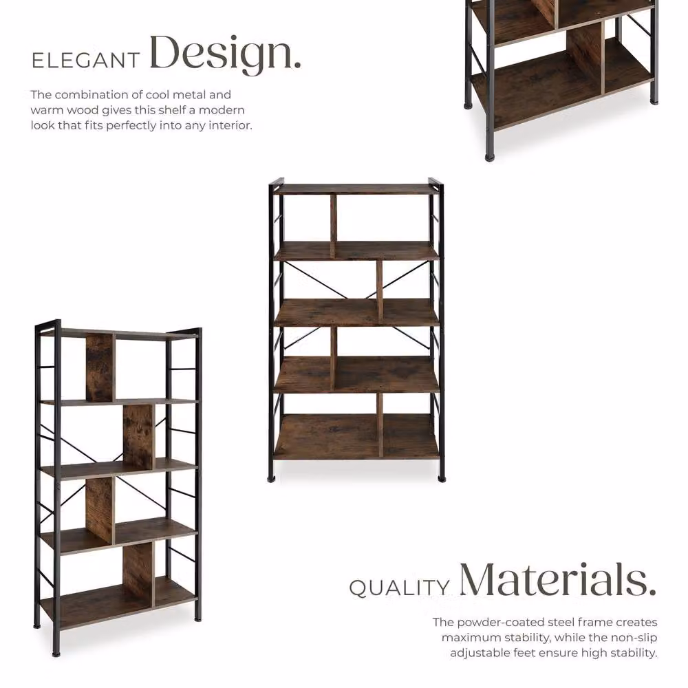 tectake Charleston Freestanding Standing Shelf in Brown, W/D/H: 75.5 x 30 x 155 cm – 4