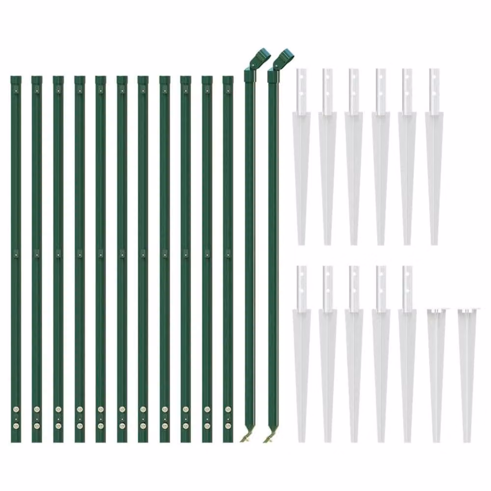 Berkfield Home Green PVC Coated Steel Chain Link Fence with Spike Anchors, W: 1.1 m, L: 25 m – 2