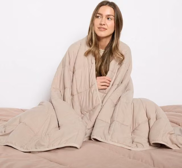 OHS Supersoft Sensory Weighted Blanket for Sleep Therapy in Beige, 10 kg, W: 150 cm x L: 200 cm