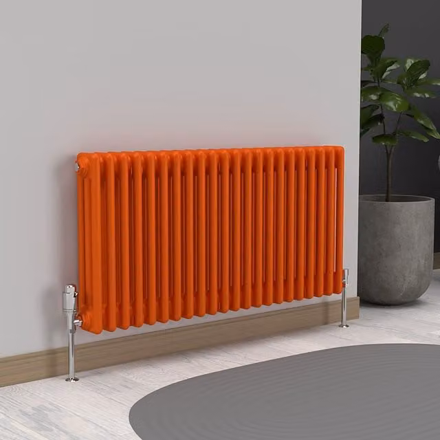 Lux Heat Horizontal 3 Column Steel Radiator in Orange, W: 101.0 cm, H: 50.0 cm