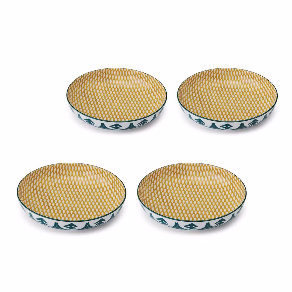 Mikasa Set of 4 Green Leaf Stoneware Pasta Bowls, 900ml, Dark Green – 2