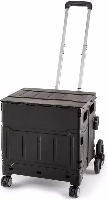 Sewing Online Black Plastic and Aluminium Folding Craft and Hobby Trolley with Stair Climbing Wheels