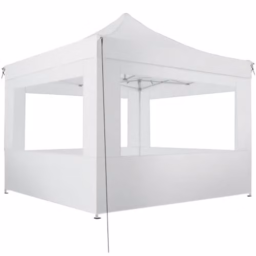 tectake Folding Pop Up Gazebo in White with Aluminium Frame and Side Panels with Windows, W/D/H: 300 x 300 x 280 cm – 1