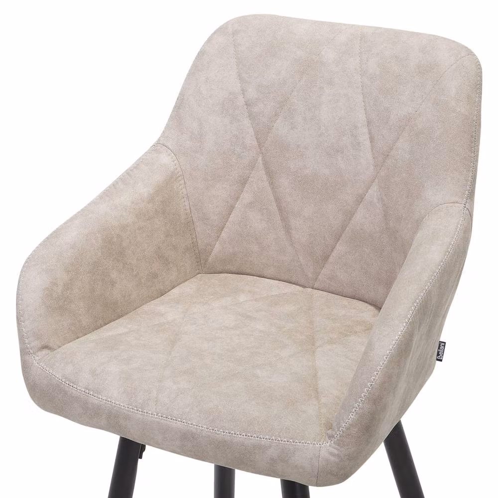 Wyld and Coco Beige Fabric Bar Stools with Arms and Quilted Back – 3
