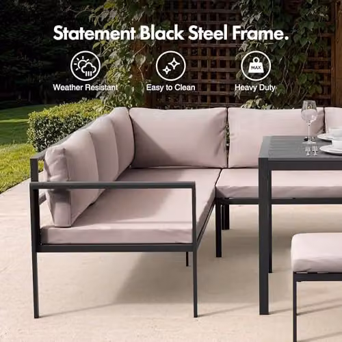 VonHaus Aruba 7 Seater Garden Furniture Dining Set in Grey – 4