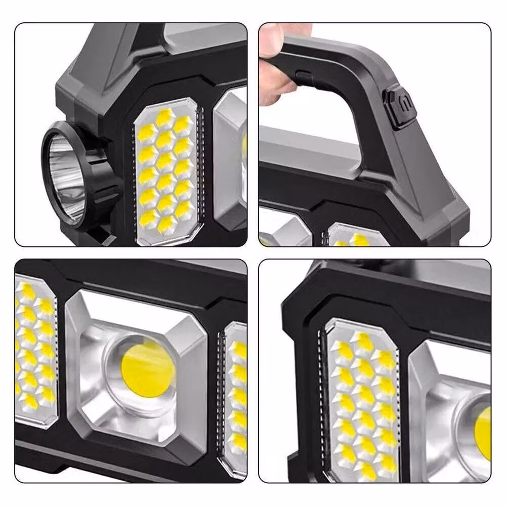 FLAVORA Emergency Solar Camping Lantern, USB Rechargeable LED Torch Light in Black – 3