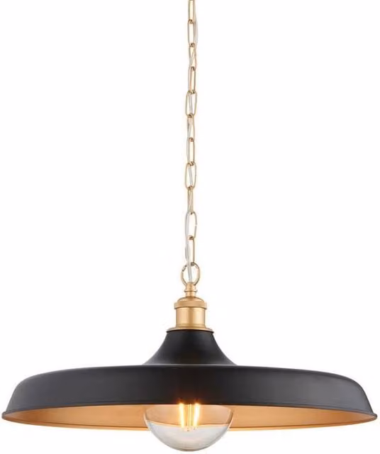 Netlighting Afragola Dome Pendant Ceiling Light in Matt Black and Satin Gold – 1