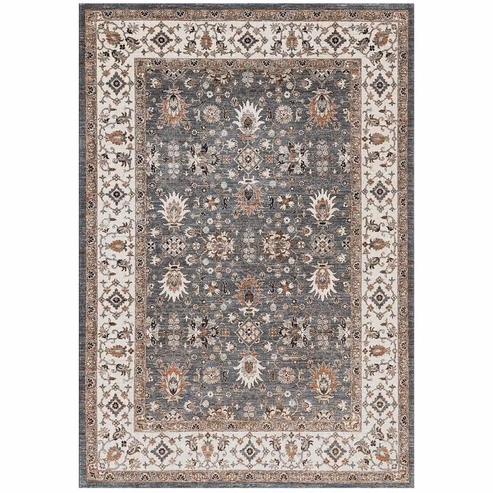 The Rug Shop UK Grey Bordered Floral Traditional Stain-Resistant Rectangular Rug, W: 60 cm, L: 180 cm – 2