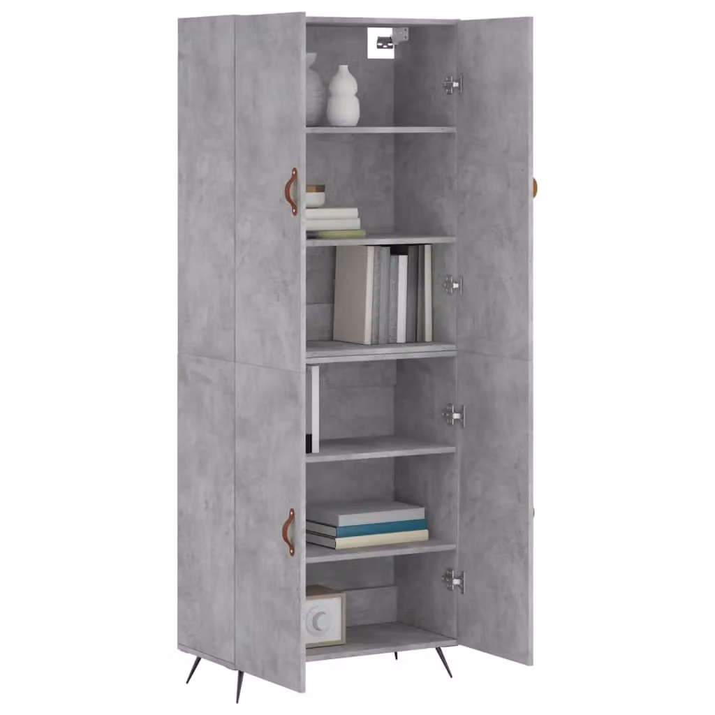 Berkfield Home Industrial Highboard in Concrete Grey, W: 69.5 cm, D: 34 cm, H: 180 cm – 2