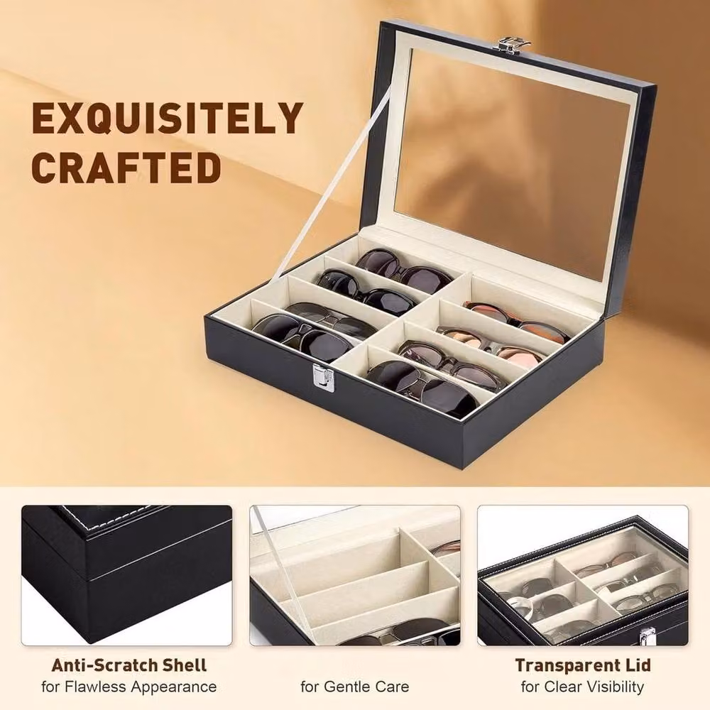 NESTLUNE Sunglasses Storage Box with 8 Compartments in Black – 6