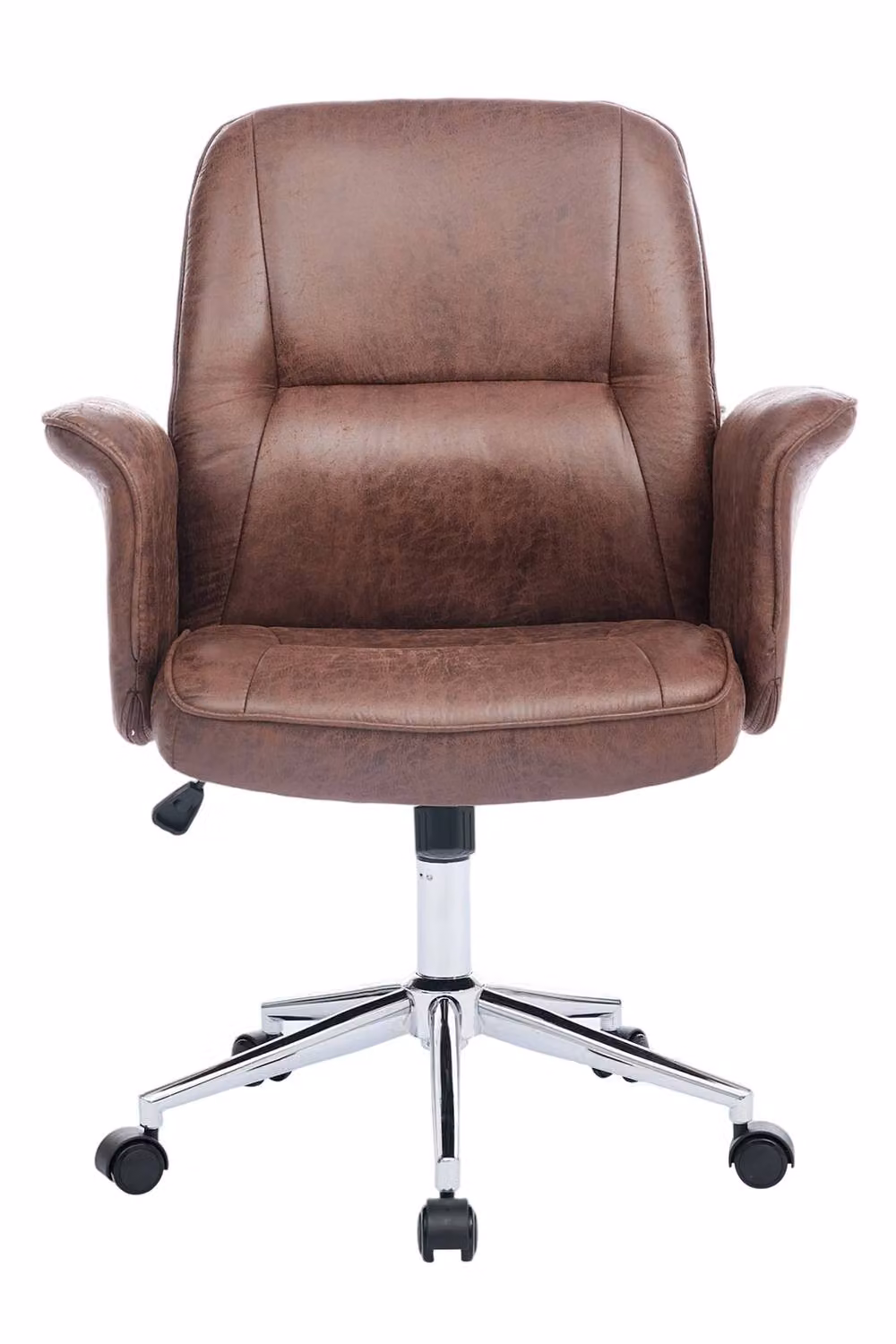 Living and Home Mid-Century Executive Office Chair with Armrests and Castors in Brown Synthetic Leather – 2