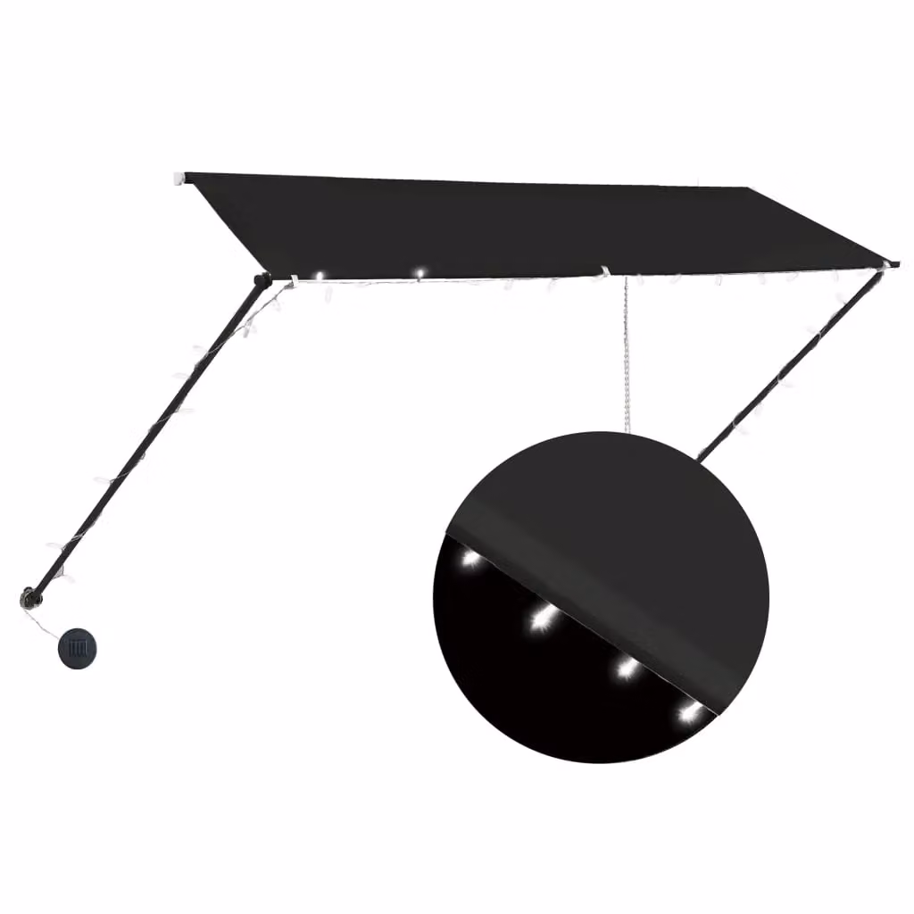 Berkfield Home Retractable Manual Folding Arm Awning with LED, Anthracite and Black, W/D/H: 300 x 150 cm – 2