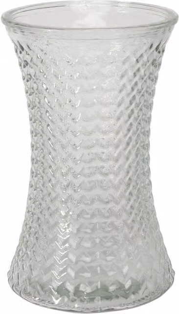 Kingsbury Gifts Geometric Pattern Glass Tabletop Vase in Transparent Grey and Green