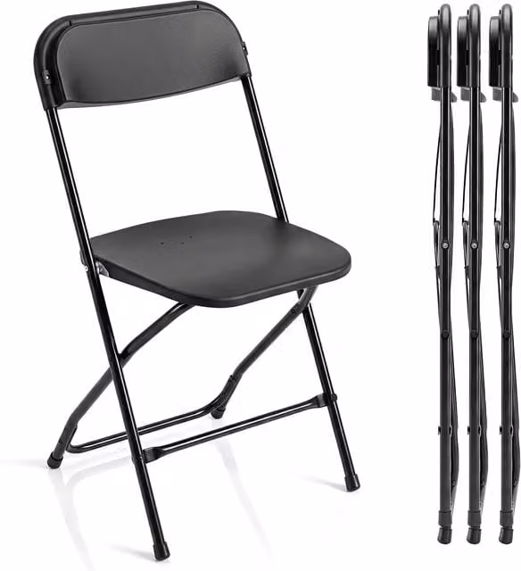 COSTWAY Set of 4 Black Metal Folding Chairs