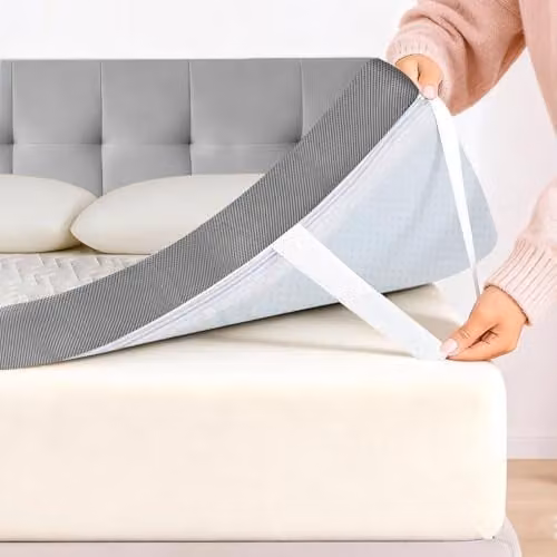 Lavio Dual-Layer Memory Foam Mattress Topper for Back Pain, White, W: 135 cm, L: 190 cm, Depth: 8 cm