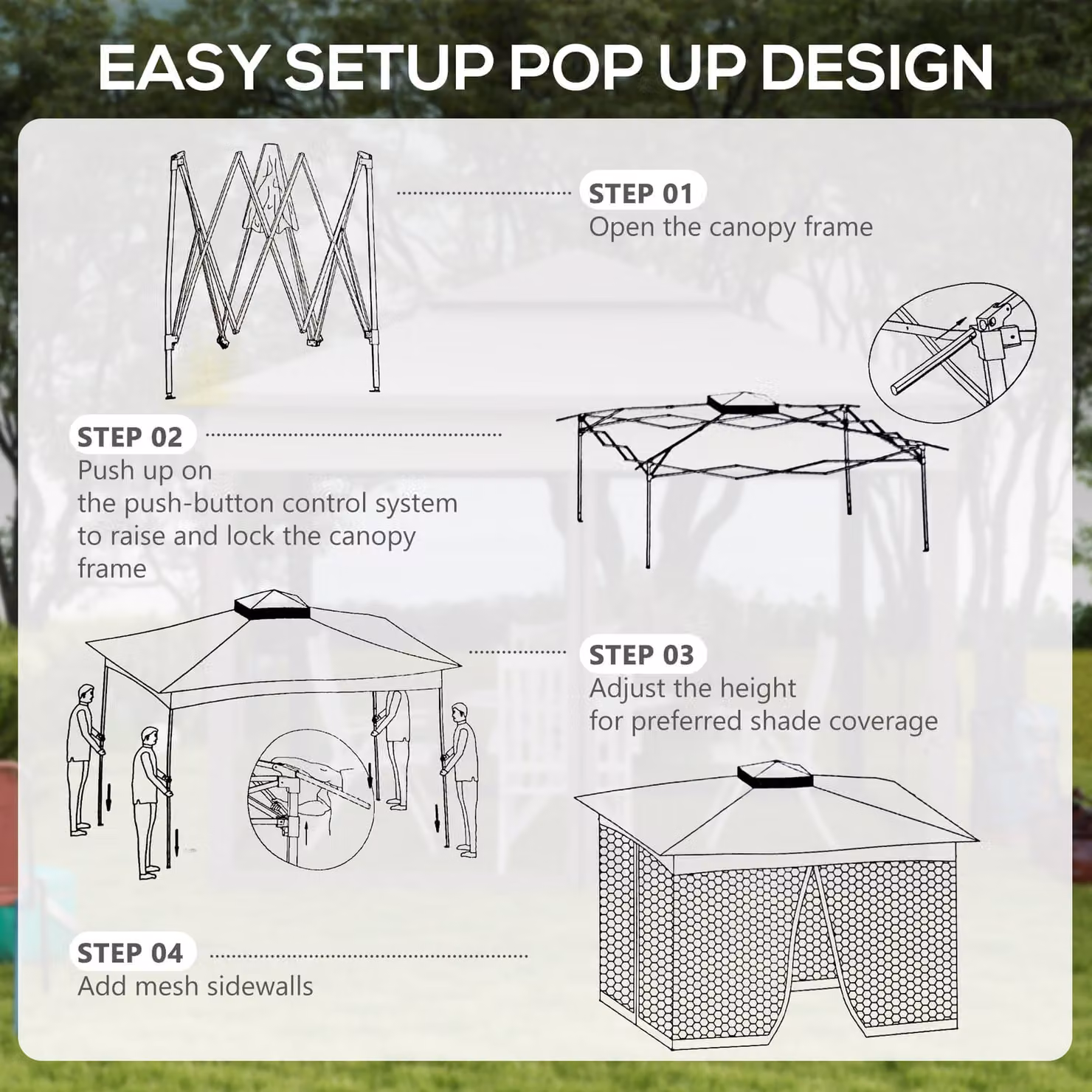Outsunny Pop Up Gazebo with Sides and Netting, Light Grey Metal Frame Double-Roof Garden Tent, W x D: 300 x 300 cm – 3
