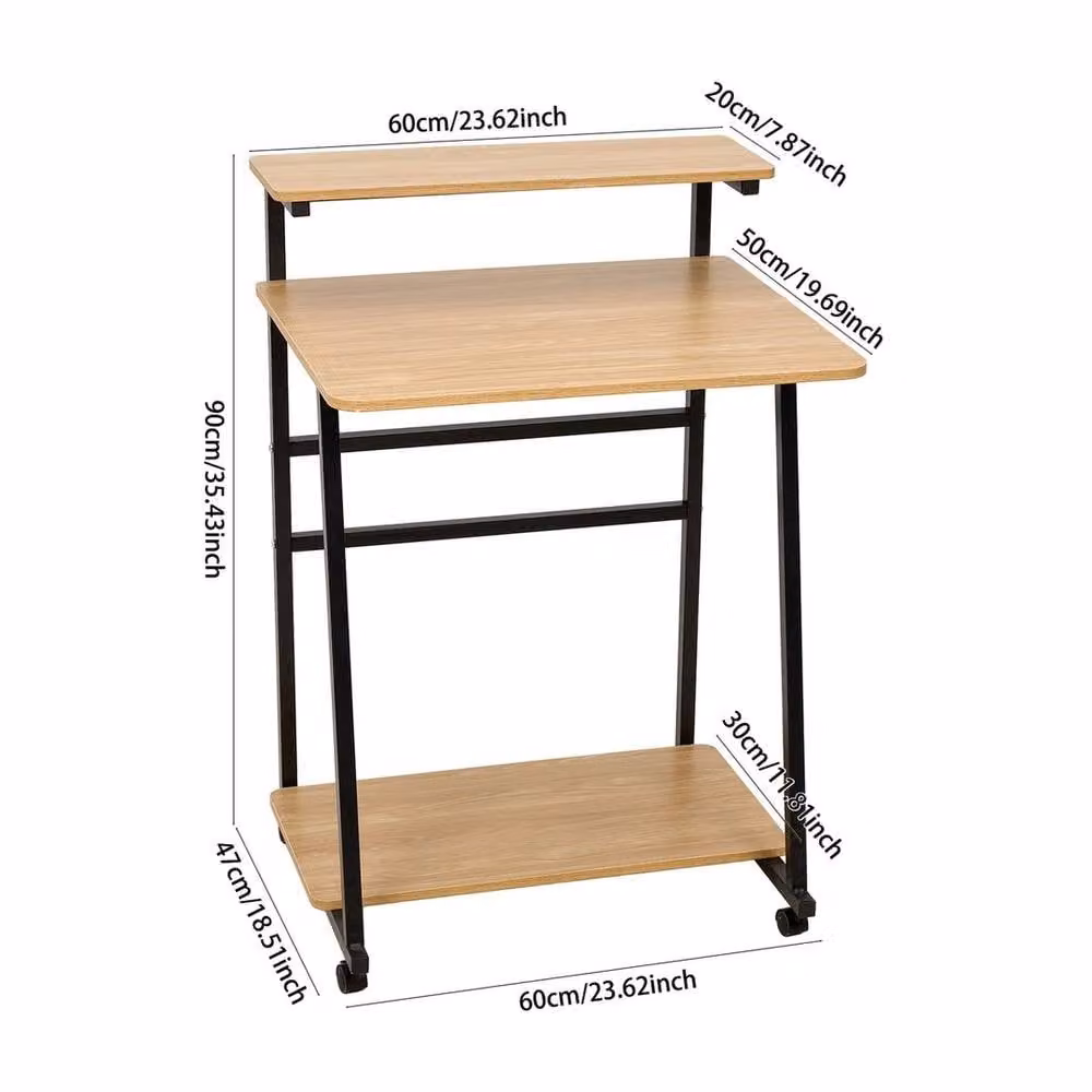 Kelvenix Computer Desk with Shelf in Brown and Black, W/D/H: 90 x 60 x 0.6 cm – 2
