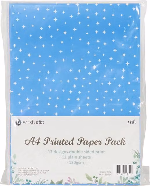 Art Studio A4 Printed Paper Pack in Red and Blue