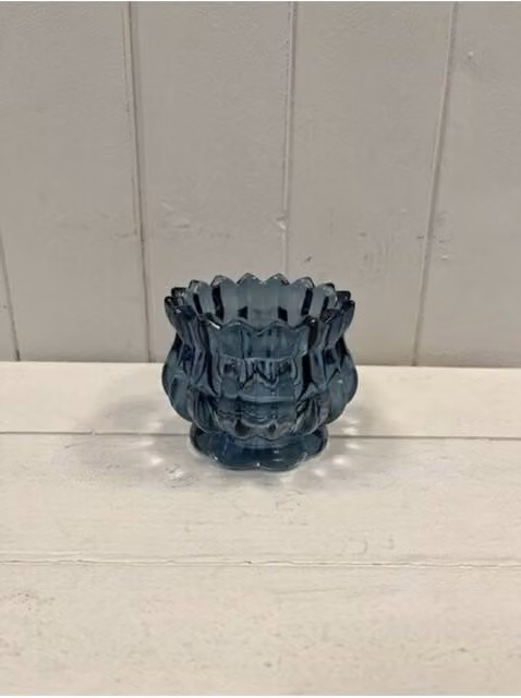 KDMD Blue Round Glass Decorative Tealight Holder