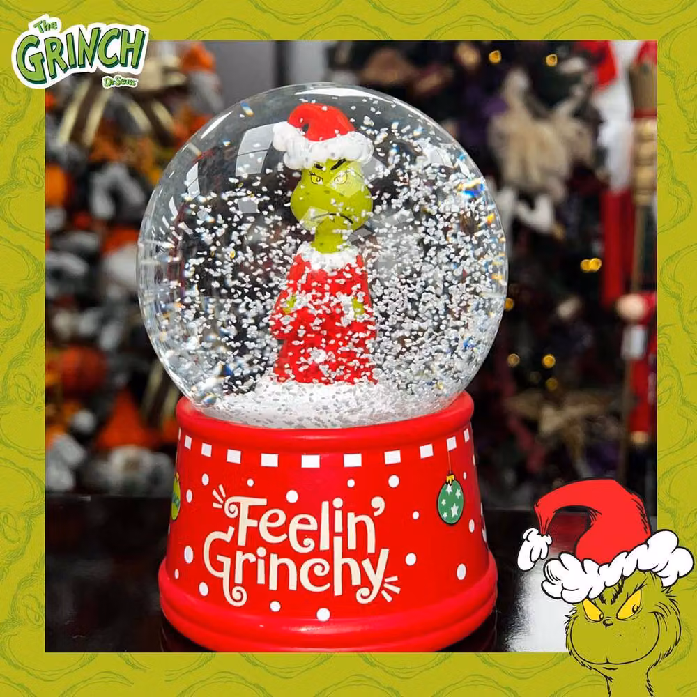 VFM e-Store Grinch Christmas Snow Globe Festive Ornament in Red and Multicolour, H 14 cm x W 10 cm – 3