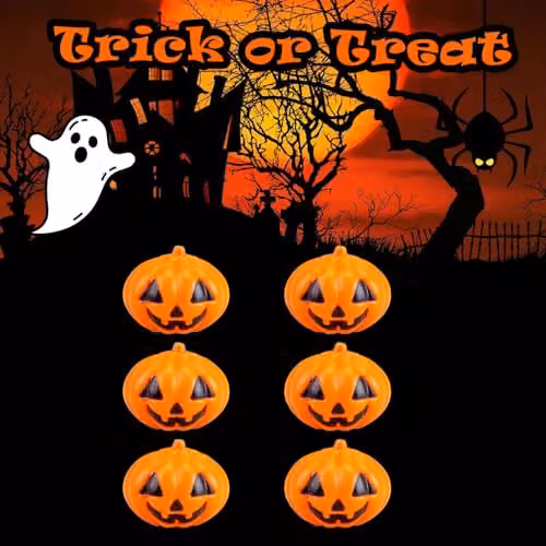 VFM e-Store Set of Six Orange Pumpkin Halloween Tabletop Decorations – 4