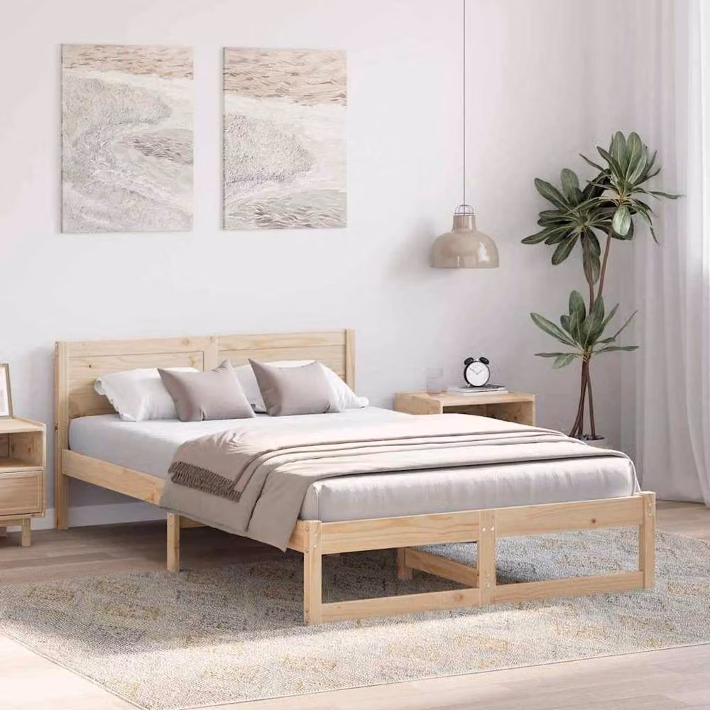 Berkfield Home Solid Pine Wood Bed Frame in Beige, W/D/H: 120 x 200 cm – 2