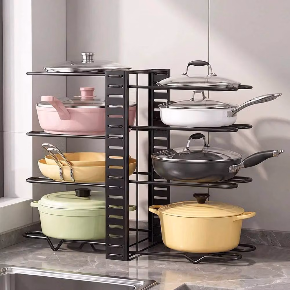 Havendro Adjustable Metal Pan and Pot Storage Rack Kitchen Organiser in Black – 2
