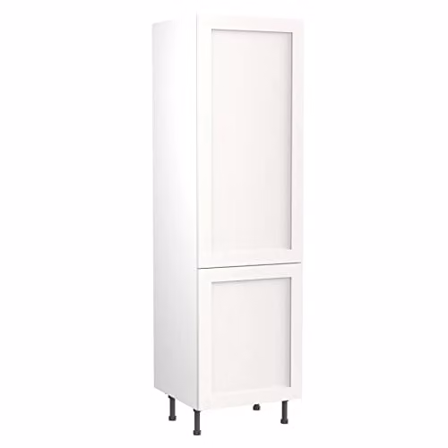 Kitchen Kit White Matt Shaker Door Tall Larder Cabinet W: 60 cm, H: 212 cm