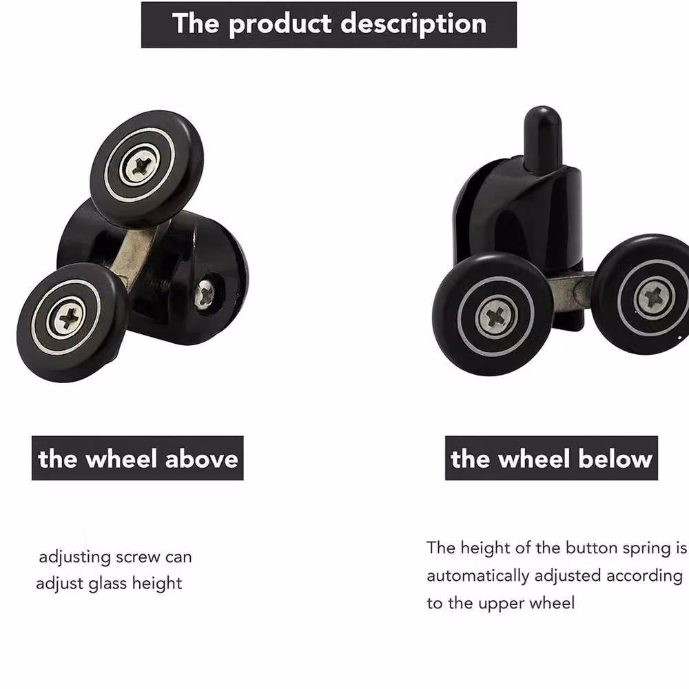 SPETLEK Twin Shower Door Rollers Runners Wheels 23mm Top in Black, 100 cm – 2