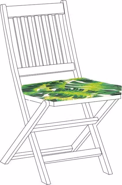 Gardenista Palm Printed Outdoor Garden Chair Cushion, Green, Rectangular Polyester Seat Pad with Removable Washable Cover