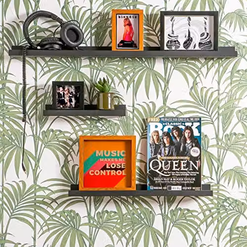 Harbour Housewares Floating Picture Ledge Wall Shelf, Black, W: 57 cm, D: 10 cm, H: 10 cm – 3