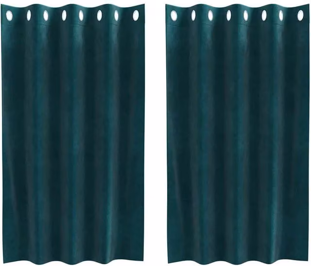 Berkfield Home Dark Green Velvet Blackout Eyelet Curtains, 2 Pack – 1