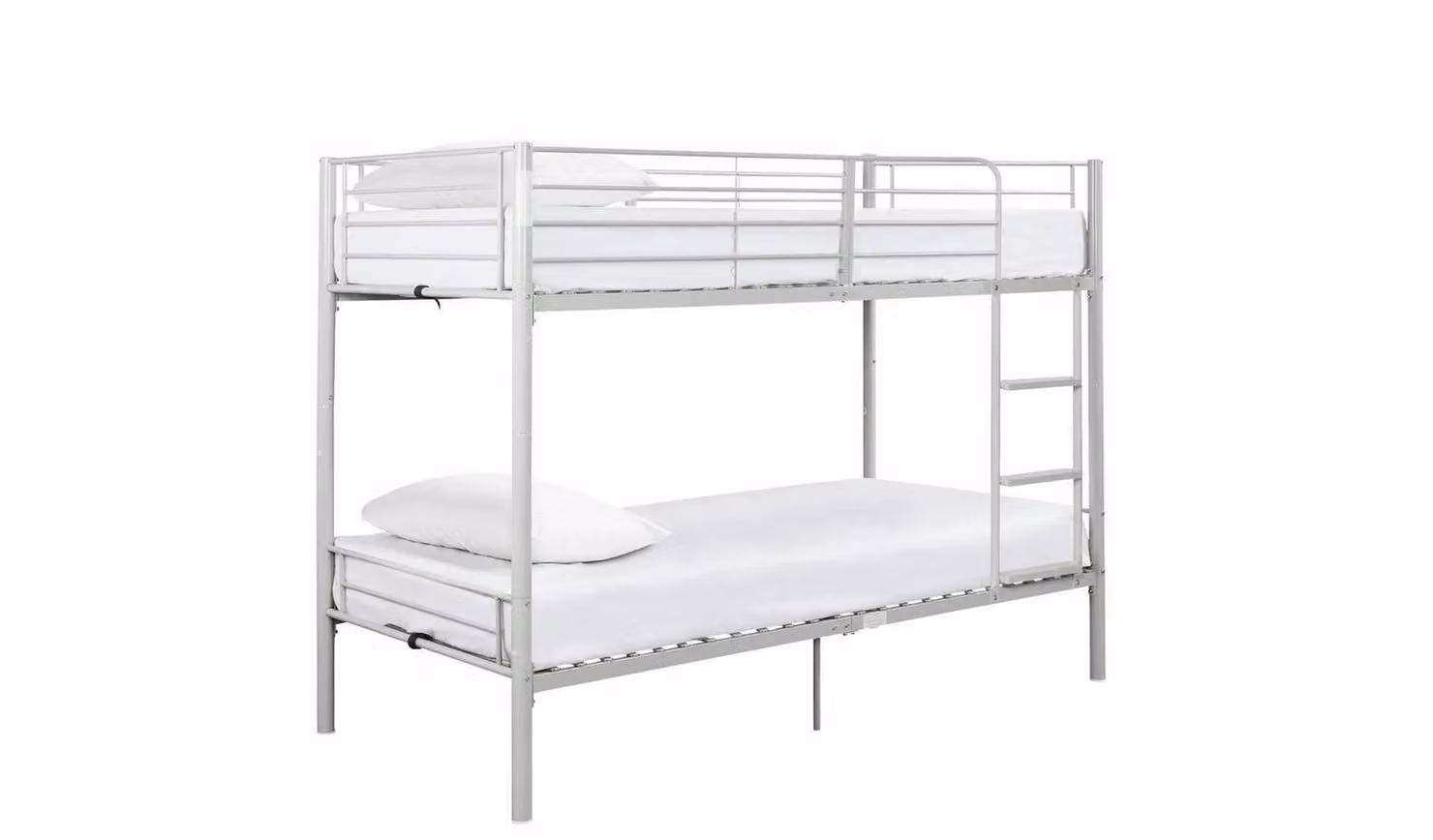 Mason Metal Bunk Bed in Silver for Childrens Bedrooms, 90x190 cm