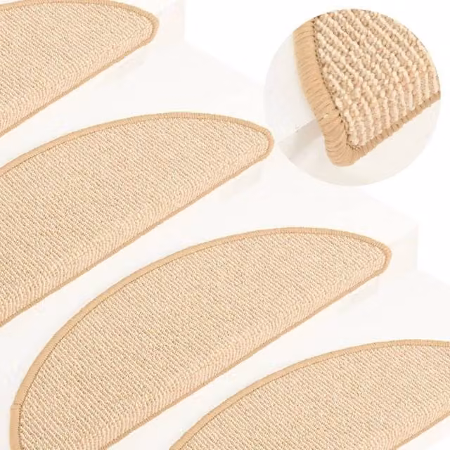 Berkfield Home Self-Adhesive Carpet Stair Treads, 15 Pieces, Beige, W: 65 cm, D: 21 cm, H: 4 cm