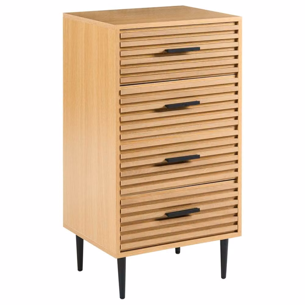 Wyld and Coco 4-Drawer Chest of Drawers in Brown MDF with Metal Legs, W/D/H: 40 x 48 x 90 cm – 2