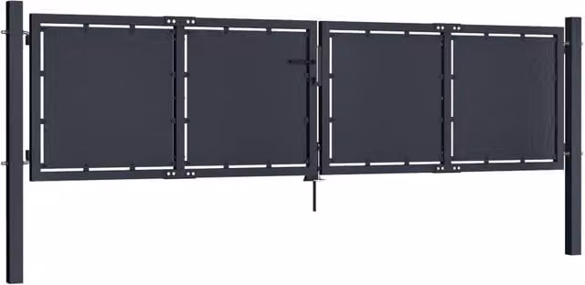 Berkfield Home Steel Swing Garden Gate in Anthracite Grey, W: 300 cm, H: 75 cm