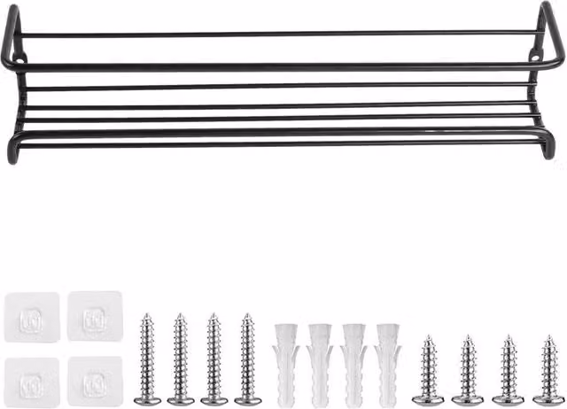 Kelvenix 4-Piece Wall-Mounted Spice Jar Rack in Black Metal – 1