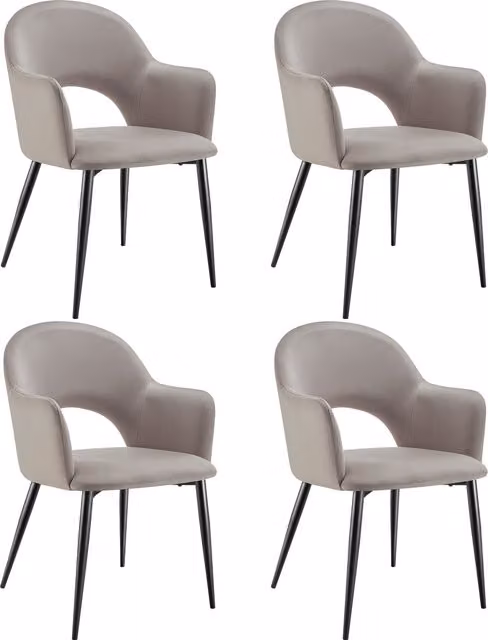 Tectake Sachel Dining Chair with Armrests in Grey Velvet Fabric