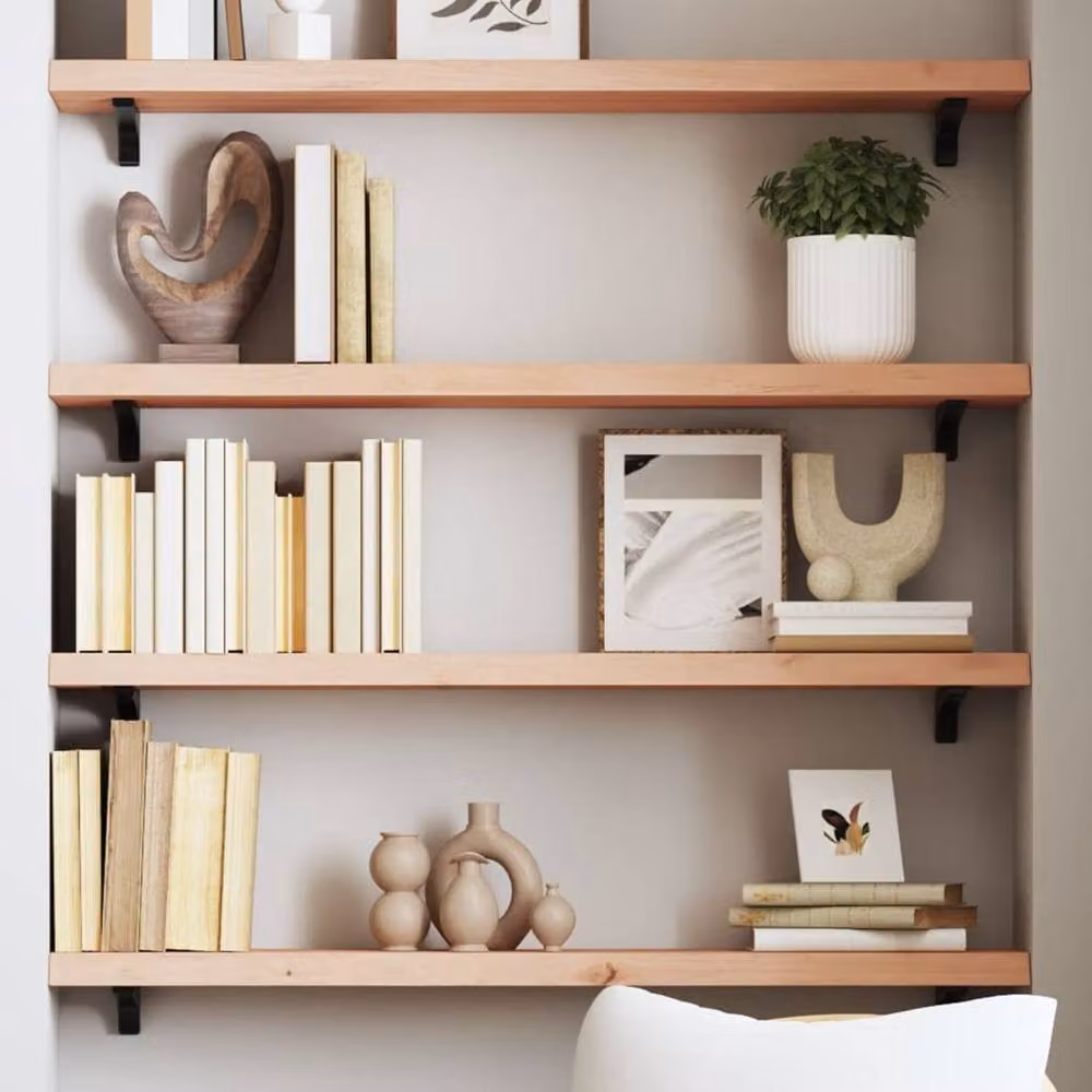 Berkfield Home Wall Shelf in Brown Untreated Solid Oak, W: 80 cm, D: 20 cm, H: 4 cm – 1